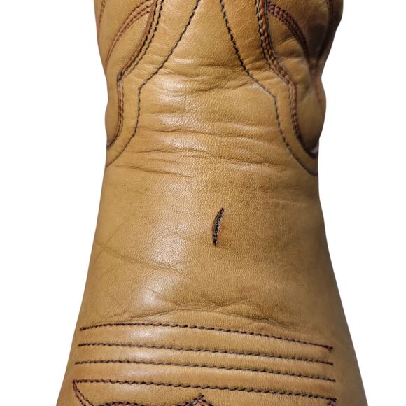 Hondo Men's Yellow Cowboy Boots‎ Size 9.5D Westen Resoled With Rubber Soles - Picture 9 of 16